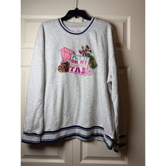 Simply Southern Tops - Simply‎ Southern Just Put It On My Husband's Tab Crewneck Top XXL Embroidered